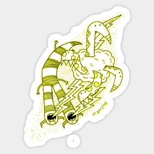 Cloud Monsters Black & Yellow Sticker